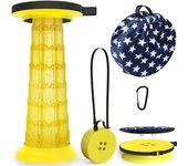 Taburete telescópico de 52 cm con cojín, Taburete portátil para Acampar, Capacidad más Resistente de 250 kg, Taburete Plegable retráctil Ligero Ajustable para jardín, Pesca, Senderismo