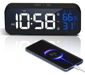 Despertador Digital, Reloj Despertador Digital LED con Temperatura, Reloj Digital Sobremesa Brillo Regulable con Snooze, Pantalla LED