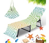 Portable Beach Chair Cover Quick Drying Beach Towel with Side Storage Bag Swimming Pool Lounge Chair Cover Outdoor Towel