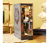 DIY Book Corner Kit Creative Miniature DollHouse Model Light Up Magic Book House 3D Wooden Puzzle Book Shelf Insert Decoration