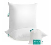 SONGMICS Almohada, Juego de 1/2, 80 x 80 cm, Relleno de 1500 g, Funda de Suave Tejido de Poliéster Cepillado, Cojín, Lavable a Máquina a 60°, con Bolsa de Almacenamiento, Blanco Nube