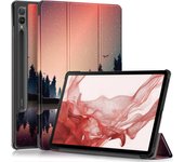New For Samsung Tab S9 Fe Plus Case 12.4" Tri-Folding Stand Magnetic Smart Cover For Coque Galaxy Tab S9 FE S9 Plus Case