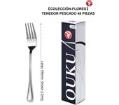 Mr.Spoon Serie Flores,Pala de pescado y Tenedor pescado,12, 24, 48 o 120 piezas,Acero inoxidable18/0,Económico y funcional,Pala pescado largo 210mm,Tenedor pescado 195mm,Mango monobloque,Apto para lavavajillas,Empaque ecológico,Para casa,hotel,restaurante