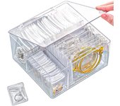 Organizadores y almacenamiento de joyas de acrílico 4 en 1 con 60 bolsas portátiles antideslustre, caja de joyería transparente, estuche de viaje para pendientes, anillos, collares y pulseras