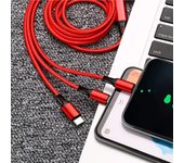 Cable de Carga 3 en 1 2025 - Triple USB (Tipo-C/Micro/Apple) con 120cm, Tejido Nylon Ultra Resistente y Carga Rápida 3A, Compatible con Móvil/Tablets