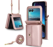 Crossbody Lanyard Leather Case for Motorola Razr 40 Ultra Moto Razr 40Ultra Wallet Card Slot Holder Shockproof Cover Phone Bag
