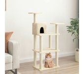 vidaXL RASCADOR PARA GATOS CON POSTES DE SISAL COLOR CREMA 118,5 CM