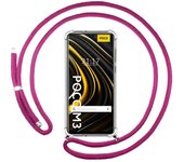 Tumundosmartphone Funda Colgante Transparente para Xiaomi POCO M3 / Redmi 9T con Cordon Rosa Fucsia
