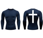 Cross Back Print Compression Shirts for Men Quick Dry Tees Tshirts Tops Gym Workout Running Undershirts Baselayers Rash Guard