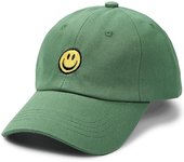 Gorra de béisbol con cara sonriente para niños pequeños, divertidas gorras lavadas, ajustables y lindas para niños de 3 a 12 años, color verde