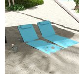 Outsunny Conjunto de 2 Esterillas de Playa Plegable Esterillas con Respaldo Reclinable en 5 Niveles Reposacabezas y Bolsa de Transporte 134x48x33-43 cm