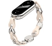 Suitable for Xiaomi band 9 8 nfc strap, hollowed leather chain leather, metal magnetic snap personality miband replacement strap