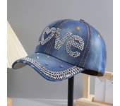 A Women’s Sparkle Bling Rhinestone Bejeweled Cotton Denim Baseball Cap
