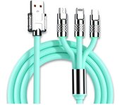 FGNS.Cable de datos carga rápida USB 3 en 1(1.2Metro), cable de datos de carga múltiple 6A/120W, carga rápida, grueso, cable de datos uno a tres adecuado para iP/Micro/USB tipo C tres interfaces