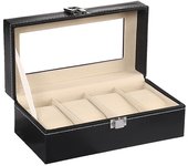 VANSIHO Hot Sale Multiple Slots Watch Box  Display Case Glasses Organizer Storage PU Leather for Men and Women