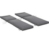 Outsunny Pack 2 Cojines para Tumbona 196x55x8 cm Colchoneta para Tumbona Acolchado Colchón para Silla de Jardín Terraza Balcón Gris