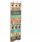 vidaXL Perchero de pared HOME IS con 6 ganchos 120x40 cm