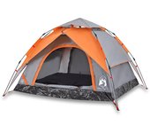vidaXL Tienda de campaña iglú 3 personas apertura rápida gris/naranja
