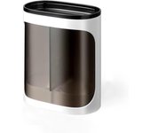 Dispensador de vasos de doble tubo, apto para vasos de 6 oz a 8 oz, adhesivo para pared, con tapa, doble tubo, color blanco