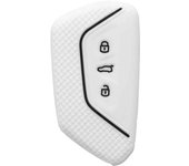 AUTOZOCO Funda Silicona Mando Llave del Coche 3 Botones, Protector Carcasa Llave Coche, Compatible con VW Golf 8, Seat Leon MK 4 / KL, Tarraco, Ateca, Skoda Octavia, Cupra Formentor, Blanco Negro