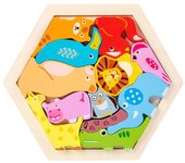 Wooden block puzzle creative three-dimensional cartoon animal puzzle building blocks dinosaur children's early education toys