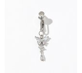 1pc Clip On Butterfly Belly Button Ring for Women, Copper Zircon Fake Belly Piercing Navel Body Jewelry Trendy Fashion Style