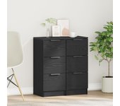 vidaXL Consolas 2 pcs Negro Roble 30x30x70 cm Madera elaborada