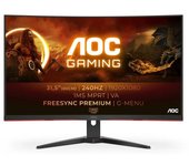 Aoc g4 monitor 31.5” curvo 1500r led va fullhd 240hz - freesync premium - respuesta 1ms - angulo de vision 178° - hdmi, displayport, audio - montaje vesa 100x100