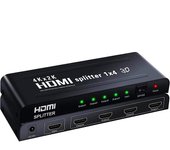 FGNS.HDMI Splitter 1 in 4 Out 4K 60Hz,  HDMI Divisor 1 Entrada 4 Salidas Soporta 4K, 3D, 1080P,  para  Xbox, PS4, PS3, BLU-ray, HDTV, DVD, DVR