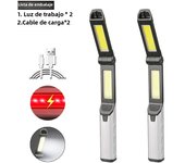 Multifunctional COB LED Flashlight Built-in Battery USB Rechargeable Work Light Magnetic Hanging Lamp With Warning Red Light