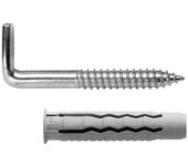 Kit sanitario alcayata con taco ø 12 x 60 mm. fijación calentadores / termos de agua