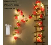 230cm Cherry Blossom LED Light Garland Artificial Flowers Vines For Wedding Party Home Decor Hanging Wall Garden Arches Ornament