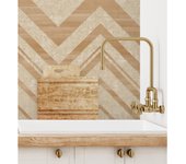 Muestra DIN A4 de Papel pintado vinílico geométrico zigzag ocre con textura en relieve - Enzo Spike 681658 de GAULAN