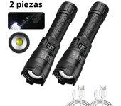 High Power 2000LM LED Flashlight Built-in Battery USB Rechargeable Strong Light Tactical Torch Outdoor Camping Hiking Lantern