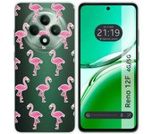 Tumundosmartphone Funda Silicona Transparente para Oppo Reno 12F 4G / 12 F 5G diseño Flamenco Dibujos