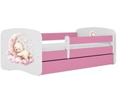 Cama 140 x 70 cm Kocot Kids com gaveta e colchão BabyDreams Dream Pink