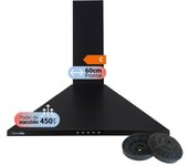 UNIVERSALBLUE Campana Piramidal 60 Cm Negra de Acero Inoxidable con Potencia de 70W y Control Mecánico
