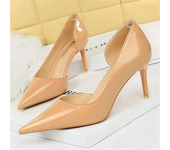 Women Party 7.5cm 10.5cm High Heels Office Patent Leather Pumps Lady Stiletto Low Heels Scarpins Cutout Elegant Orange Red Shoes