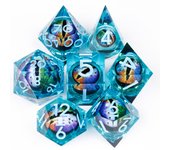 Liquid Core Dice, Green Dragon Eye Dice Set for Dungeons and Dragons, RPG Polyhedral Dice set, d&d dice, Handmade Dice Set Gifts