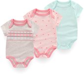 Kiddiezoom 3 Pcs/Lot Uniex Fashion Casual Cute Short Sleeve Baby Boy Girl Bodysuits Soft Infant Onesies