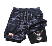 Men's and women's gym shorts, quick drying mesh shorts, animated printed Baki Hanma, sleeves, 2-in-1
