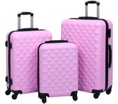 vidaXL Juego de Maletas Rígidas 3 Piezas ABS Rosa Trolley Equipaje de Viaje Color Rosa,  Dorado,  Marrón y mas