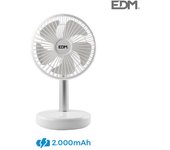 Ventilador de sobremesa recargable blanco potencia: 4w aspas: ø17cm 16,5x18,5cm edm