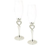 2 Copas de Cava corazón calado 26 cm. alto diámetro 6 cm.