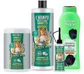 Pack Dona Flora Rapunzel: Champú 1000ml + Mascarilla Capilar 1000ml + Tónico 70ml- Crecimiento para Todos los Tipos de Cabello con Vitaminas, Biotina y Extracto de Castaño de Indias  + Gel de Baño Tulipán Negro 750ml - Vendido por Beauty World Distributor