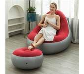 2-IN-1 Lazy Sofa Set Outdoor Foldable Recliner Bed Tatami Footstool Inflatable Patio Lounge Chairs with Air Pump for Camping RV