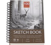 Professional 100 Sheets Sketch Book 5.83"x9" with Spiral Bound and Hardback Cover - White Acid-Free Drawing Sketch Paper (100g)