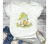 Lovely Style Pet Print T-Shirt Crew Neck Casual Short Sleeve T-Shirt Spring Summer Women's Clothing Fashion Simple Short Sleeve