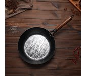 28cm Non-coated Cast Iron Wok Non-stick Pan Smokeless Fried Pan Cook Pots Kitchen Cookware Chef Pan Cooking Tools