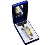 Cuchilla De Afeitar Para Hombre Plata Plegable Herramientas De Barbero De Acero Inoxidable Cuchillo De Piel Facia Navaja De Afeitar Con Porta Cuchilla